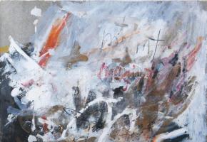 Misch Ádám (1935-1995): Megint és újra, 1985. Vegyes technika, papír, jelezve középen lent. Üvegezet...