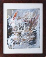 Misch Ádám (1935-1995): Megint és újra, 1985. Vegyes technika, papír, jelezve középen lent. Üvegezet...