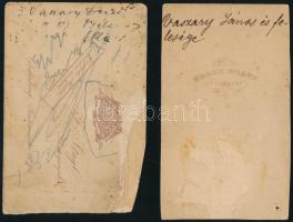 cca 1860-1870 Vaszary család tagjait ábrázoló 2 db vizitkártya, a hátoldalon feliratozva, részben sé...