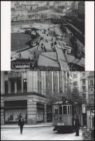 Budapesti villamosok, eltérő időben készül felvételek, 3 db modern nagyítás, jelzés nélkül, 21×15 cm és 15×21 cm