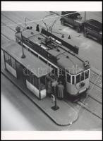 Budapesti villamosok, eltérő időben készül felvételek, 3 db modern nagyítás, jelzés nélkül, 21×15 cm...