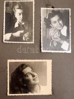 ca 1920-1940 Kislányból nő lesz, 120 db családi fotó, nagyrészt egy lány felnövéséről, régi albummal