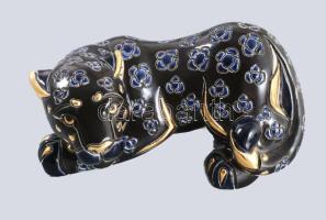 DeRosa Rinconada Fekete párduc figura, jelzés nélkül, minimális ütődéssel, 19x10 cm