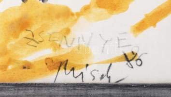 Misch Ádám (1935-1995): Zsennye (cím nélkül), 1986. Vegyes technika, papír, jelezve középen lent. Üv...