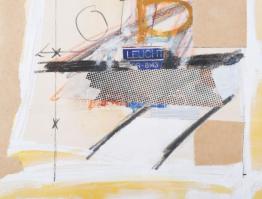 Misch Ádám (1935-1995): Leucht (cím nélkül), 1982. Vegyes technika, kollázs, papír, jelezve jobbra k...