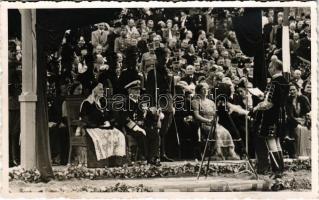 1940 Kolozsvár, Cluj; bevonulás, Horthy Miklós, Purgly Magdolna, Teleki Pál / entry of the Hungarian troops. photo + "1940 Kolozsvár visszatért" So. Stpl.