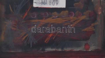 Misch Ádám (1935-1995): Figyelnek, 1982. Vegyes technika, kollázs, papír, jelezve jobbra középen len...