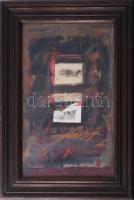 Misch Ádám (1935-1995): Figyelnek, 1982. Vegyes technika, kollázs, papír, jelezve jobbra középen len...