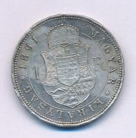 1891KB 1Ft Ag "Ferenc József / Barokk címer" T:VF patina, több ph. Adamo M15