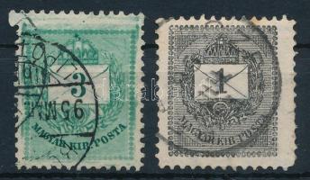 1881 + 1889 Magasabbra ill. szélesebbre fogazott bélyeg