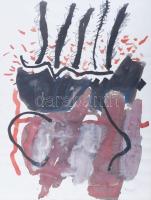 Misch Ádám (1935-1995): Ugyanazon helyen/Am selben Ort, 1994. Akril, papír, jelezve jobbra lent. Üvegezett fakeretben. 60×45 cm.