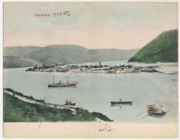 Ada Kaleh, sziget, gőzhajó. Ali Mehmed 551. kiadása, 2-részes kinyitható panorámalap / island, steamship - 2-tiled folding panoramacard (fl)