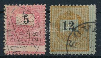 1889 5kr képbe fogazva + 12kr elfogazva