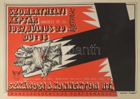 Bernáthy Sándor (1949-2012): Szkárosi &amp; Konnektor Rt., Dés László, Mártha István stb., Szombathelyi Képtár, 1987. Underground-alternatív plakát, papír, jelzett a plakáton, 29,5x41,5 cm.