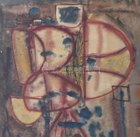 Misch Ádám (1935-1995): Jelek (cím nélkül), 1965. Akvarell, papír, jelezve jobbra lent, üvegezett fa...