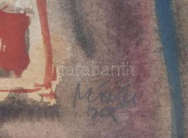 Misch Ádám (1935-1995): Jelek (cím nélkül), 1965. Akvarell, papír, jelezve jobbra lent, üvegezett fa...