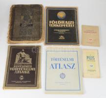 ca 1930-1650 5 db iskolai térkép atlasz vegyes állapotban, egy turista térkép