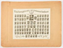 1943 Az M. kir. 1. honvéd gépkocsizó lövészezred tisztikarának tabló képe, kartonon. 33x26 cm