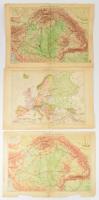 ca 1930 3 db Honvéd térképészet által készített történelmi Magyarország térkép, kissé megviselt állapotban 44x30 cm