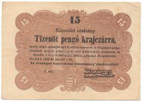1849. 15kr "Kossuth bankó" T:F Adamo G102