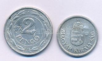1941. 1P Al hamis sarló-kalapács ellenjeggyel + 1942. 2P Al hamis sarló-kalapács ellenjeggyel T:XF,V...