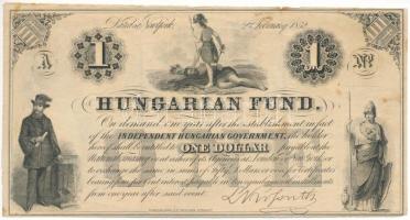 1852. 1$ "A2" sorozatjellel "Kossuth bankó" T:VG Hungary 1852. 1 Dollar with "A2" prefix "Hungarian Fund" C:VG Adamo G117