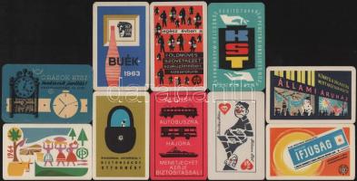 1963-1968 Vegyes kártyanaptár tétel (Állami Áruház, Földművesszövetkezet, Képcsarnok, stb.), 10 db