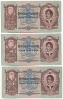 1932. 50P (3x) sorszámkövetők "D 074 083739 - D 074 083741" T:UNC hullámos papír Adamo P14