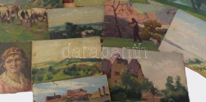 Kb 100 db festmény, grafika, rajz, néhány keretezett fotó, közte D. Némethy Miklós részben jelzett o...