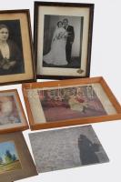 Kb 100 db festmény, grafika, rajz, néhány keretezett fotó, közte D. Némethy Miklós részben jelzett o...