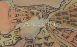 Jelzés nélkül: Házak között. Akvarell, papír. 25x22 cm. Üvegezett keretben