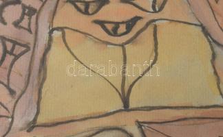 Jelzés nélkül: Házak között. Akvarell, papír. 25x22 cm. Üvegezett keretben