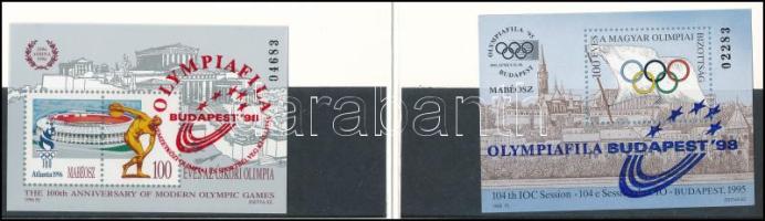 1998 Olimpiafila Budapest emlékív pár felülnyomással, eredeti tokban
