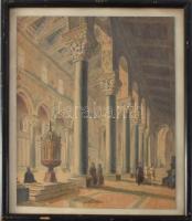 Azonosítatlan jelzéssel 1863: Oszlopcsarnok. Akvarell, papír, jelzett, üvegezett keretben 21x28 cm