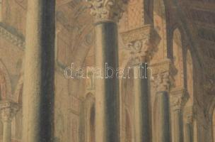 Azonosítatlan jelzéssel 1863: Oszlopcsarnok. Akvarell, papír, jelzett, üvegezett keretben 21x28 cm