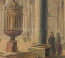 Azonosítatlan jelzéssel 1863: Oszlopcsarnok. Akvarell, papír, jelzett, üvegezett keretben 21x28 cm