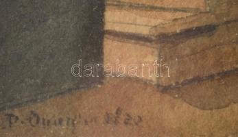 Azonosítatlan jelzéssel 1863: Oszlopcsarnok. Akvarell, papír, jelzett, üvegezett keretben 21x28 cm