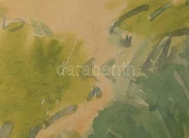 Jelzés nélkül: Vízparti táj. Akvarell, papír, Üvegezett keretben 42x36 cm