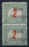 Baranya 1919 Portó 2f pár antikva számokkal, Bodor vizsgálójellel