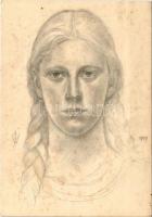 Deutsches Mädel aus dem Baltenland. Deutscher Blutadel in aller Welt / WWII German NS (nazi) propaganda art postcard. A. Daehler Nr. 14. s: W. Willrich (fl)