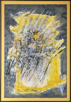 Misch Ádám (1935-1995): Circumscripta natura, 1985. Akvarell, papír, jelezve középen lent. Reprodukálva: Misch Ádám. Művészportré. Ein Künstlerportrait. München, 1998, Südostdetusches Kulturwerk, 47. o. Keretben, 95×63 cm.