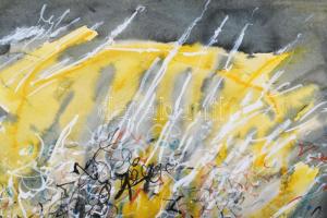 Misch Ádám (1935-1995): Circumscripta natura, 1985. Akvarell, papír, jelezve középen lent. Reproduká...