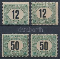 1905 Zöldportó II. 12f + 50f 2-2 db bélyeg 15-ös fogazással (14.000) (egy 12f foghibás / perf. faults)