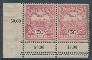 1909 Turul 50f ívsarki pár alul tripla fogazással