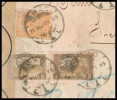 Nagyvárad 1919 Külföldre küldött ajánlott üzleti levél 12.40 Lei névértékű bélyeggel bérmentesítve, ...