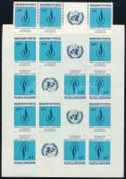 1979 Emberi jogok vágott teljes ív KÉKES PAPÍRON