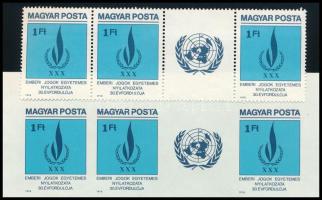 1979 Emberi jogok vágott teljes ív KÉKES PAPÍRON