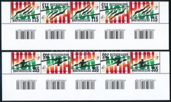 2016 Olimpia XV. - Rio de Janeiro sor ívszéli vonalkódos ötöscsíkokban, fordított párokkal (elméleti katalógus érték ~20.000)