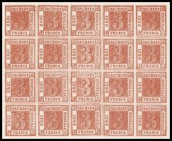 Sachsen Mi 1 fakszimile 20-as kisív karton papíron