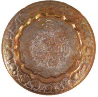 Nagyméretű sárkánymintás áttört réz falitál, d: 57 cm